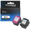 PrintAbout Cartouche compatible HP 301 (N9J72AE) - Noir + 3 couleurs - Grande capacité - Multipack
