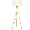 Lampadaire design, Lampadaire trépied abat-jour lin Fan Bamboo Blanc en Wood Zuiver