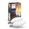 Ampoule connectée Philips Pack x2 Hue White Ambiance E14 Flamme