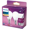 Philips by Signify LED Classic 40W Sphérique E14 Blanc Chaud Dépolie Non Dimmable Lot de 2