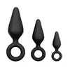 EasyToys - Set de 3 plugs anaux avec boucle de retrait - Noir