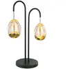 HighLight Lampe de table Golden Egg noir/ambre 45 cm à 2 lampes métal/verre