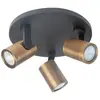 HighLight Spot pour plafond Halo, noir/laiton bruni Ø 25 cm à 3 lampes.