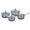 BK Excellent Set de 4 Casseroles en Acier Inoxydable avec Couvercle, Résistant au Four et à la Rôtisserie jusqu'à 230C, Durable & Econome en Energie, Lavable au Lave-Vaisselle, Sans PFAS, Argenté