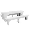 vidaXL Housses de table et bancs Extensibles 3 pcs Blanc 220x70x80 cm