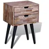 vidaXL Table de chevet avec 2 tiroirs Bois de teck recyclé