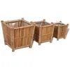 vidaXL Lits surélevés en bambou avec doublure en nylon 3 pcs