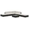 vidaXL Salon de jardin 8 pcs avec coussins Résine tressée Noir