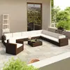 vidaXL Salon de jardin 12 pcs avec coussins Résine tressée Marron