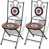 vidaXL Chaises pliables de bistro 2 pcs Céramique Terre cuite et blanc