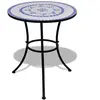 vidaXL Table de bistro Bleu et blanc 60 cm Mosaïque