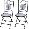vidaXL Chaises pliables de bistro 2 pcs Céramique Bleu et blanc