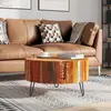 vidaXL Table basse ronde Bois massif de récupération