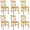 vidaXL Chaises à manger lot de 6 pinède