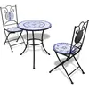 Vidaxl table de bistro 60 cm et 2 chaises mosaïqué bleu/blanc 271771