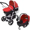vidaXL Poussette 3-en-1 Aluminium Rouge et noir