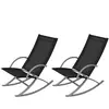 vidaXL Chaises à bascule de jardin 2 pcs Acier et textilène Noir