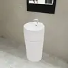 VIDAXL Vasque à trou de trop plein robinet céramique Blanc pour salle de bain