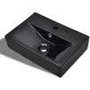 VIDAXL Vasque à Trou de Trop-Plein/Robinet Noir Céramique pour Salle de Bain