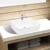Vidaxl Lavabo De Salle De Bain En Céramique Avec Trou De Robinet Carré
