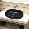 vidaXL Vasque ovale céramique Noir pour salle de bain