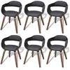 vidaXL Chaises à manger lot de 6 noir bois courbé et similicuir
