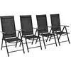 vidaXL Chaises pliables de jardin 4 pcs Aluminium et textilène Noir