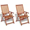 vidaXL Chaises pliables de jardin 2 pcs Bois solide d'acacia Marron