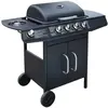 VIDAXL Barbecue à Gaz 4+1 Zone de Cuisson Noir Barbecue de Jardin Terrasse