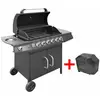 vidaXL Barbecue à gaz 6 + 1 zone de cuisson Noir