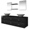 vidaXL Mobilier de salle de bain avec lavabo 7 pcs Noir
