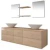 vidaXL Mobilier de salle de bain avec lavabo 7 pcs Beige