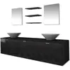 vidaXL 8 pièces de mobilier de salle de bain et lavabo Noir
