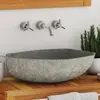 vidaXL Lavabo en pierre de rivière Ovale 45-53 cm
