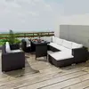 vidaXL Salon de jardin 10 pcs avec coussins Résine tressée Noir