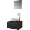 vidaXL Meuble de salle de bain 4 pcs avec lavabo et robinet Noir