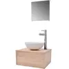 vidaXL Meuble de salle de bain 4 pcs avec lavabo et robinet Beige