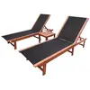 vidaXL Chaises longues lot de 2 et table Bois d'acacia et textilène