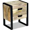 vidaXL Table auxiliaire à 2 tiroirs bois manguier massif 43x33x51 cm