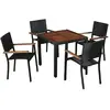 vidaXL Ensemble à manger d'extérieur 5 pcs Rotin et bois d'acacia Noir