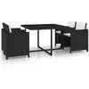 vidaXL Salon de jardin encastrable 5 pcs et coussins Rotin Noir