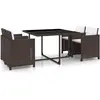 vidaXL Salon de jardin encastrable 5 pcs avec coussins Rotin Marron