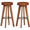 vidaXL Chaises de bar lot de 2 cuir véritable et bois d'acacia solide