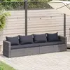 vidaXL Meuble de jardin 4 pcs avec coussins Gris Résine tressée