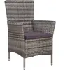 vidaXL Chaise et tabouret d'extérieur et coussins Résine tressée Gris