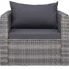 vidaXL Chaise de jardin avec coussin et oreiller Résine tressée Gris