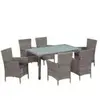 vidaXL Mobilier à dîner de jardin 7pcs et coussins Résine tressée Gris