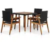 vidaXL Mobilier à dîner de jardin 5 pcs Résine tressée Noir et marron