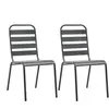 vidaXL Chaises empilables de d'extérieur 2 pcs Acier Gris