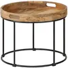vidaXL Table basse Bois de manguier massif et acier 50 x 40 cm